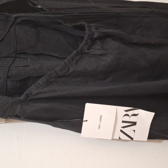 NWT BLACK ZW COLLECTION 100% LINEN OPEN BACK CLASSIC MIDI DRESS - Picture 8 of 9